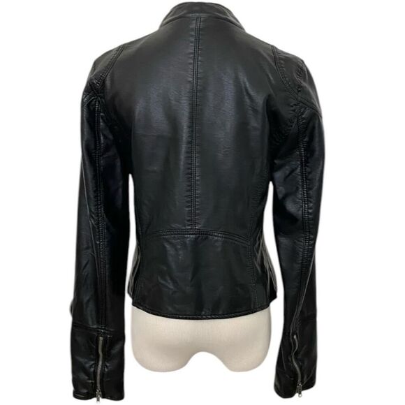 We The Free FP New Dawn Vegan Leather Black Removable Hood Motto Grunge Punk Jac - Picture 7 of 12